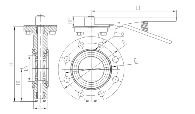 Marine handle flange butterfly valve GB / T3036-94 (Figure 1)